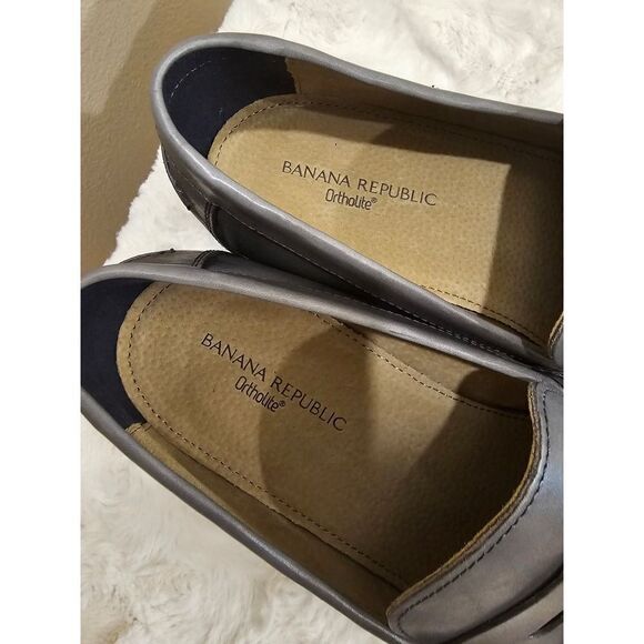 NWOB Banana Republic Italian Leather Gray Loafers Size 11 - Picture 4 of 10